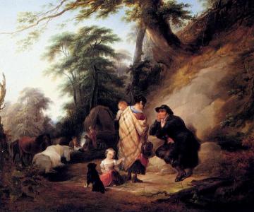 Travelers Resting Artwork by William Shayer Snr