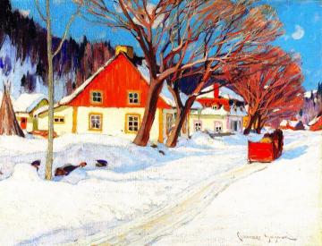Winter Landscape, Baie-saint-paul Artwork by Clarence Gagnon