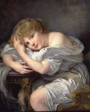 Young Girl With Dove Artwork by Jean-Baptiste Greuze