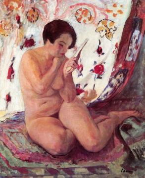 Nude seated with a mirror Artwork by Henri Lebasque