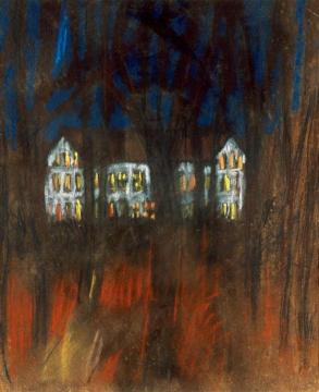 Tőkeberes Castle at Night Artwork by József Rippl-Rónai