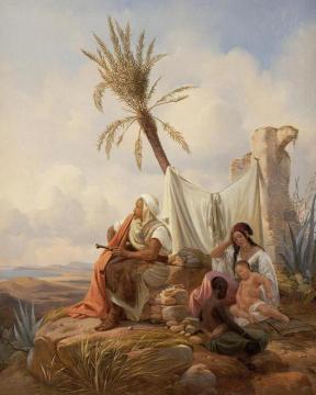 An Encampment, with Figure Smoking a Pipe Artwork by Niels Simonsen