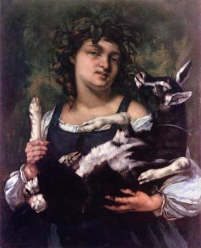 Village Girl with Kid Artwork by Gustave Courbet