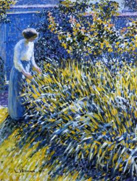 Lady In A Garden Artwork by Louis Ritman
