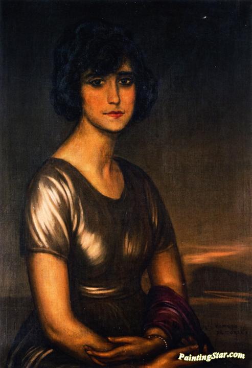 Retrato de Dama Joven Artwork by Julio Romero de Torres