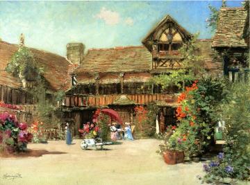 The Garden Courtyard of the Inn of William the Conquerer Artwork by Francis Hopkinson Smith