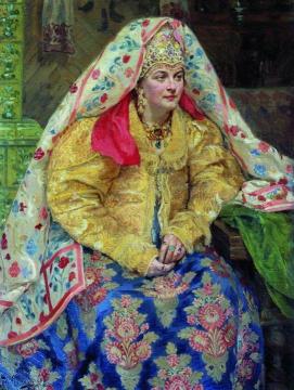 Girl in a Russian Costume Artwork by Ivan Kulikov
