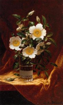Cherokee Roses in a Glass Artwork by Martin Johnson Heade