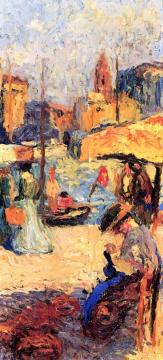 Woman Seated on the Port Artwork by Henri Martin