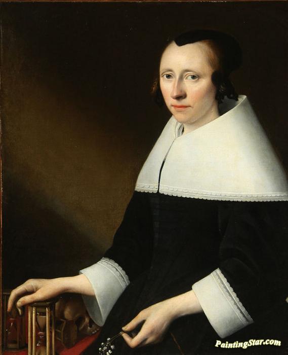 Portrait Of A Lady Holding A Sprig Of Lilies Of The Valley Artwork by Anthonie Palamedesz