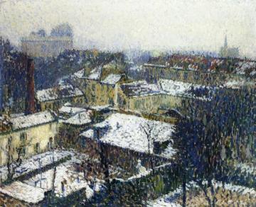 The Roofs of Paris in the Snow, the View from the Artist's Studio Artwork by Henri Martin