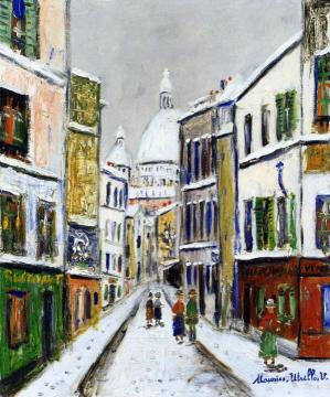 Rue Saint-Rustique in the Snow Artwork by Maurice Utrillo