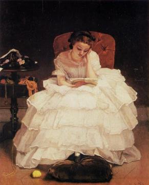 Young Woman Reading Artwork by Alfred Stevens
