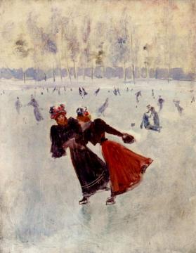 Women Skating Artwork by Jean Georges Beraud