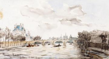 The Quays, the Louvre and Notre Dame, Paris Artwork by Frank Myers Boggs