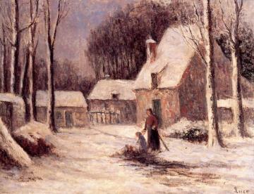 A Farm in the Snow Artwork by Maximilien Luce