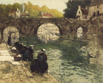 Washerwomen At Quimperle Artwork by Fritz Thaulow