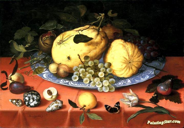 Fruit still life with shells and a tulip Artwork by Balthasar van der Ast