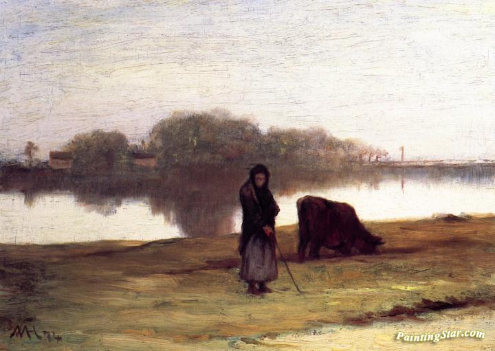 Woman with Cow Artwork by William Morris Hunt