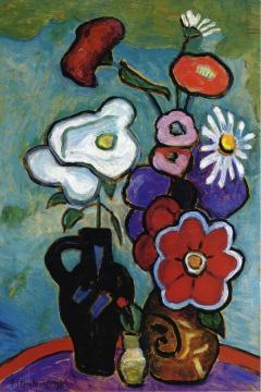 Flowers With White Rose Artwork by Gabriele Münter