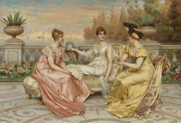 Tea On A Terrace Artwork by Charles Joseph Frederick Soulacroix