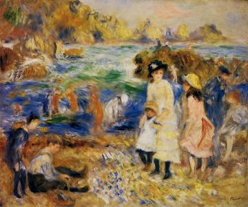Children By The Sea In Guernsey Artwork by Pierre Auguste Renoir