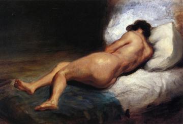Study of a Reclining Nude Artwork by Eugène Delacroix