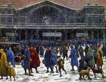 The Gare De L'est In Snow Artwork by Maximilien Luce