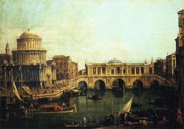 Capriccio of the Grand Canal With an Imaginary Rialto Bridge and Other Buildings Artwork by Giovanni Antonio Canal