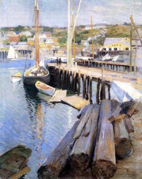Fish Wharves - Gloucester Artwork by Willard Leroy Metcalf