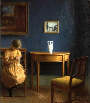 Girl In An Interior Artwork by Peter Ilsted