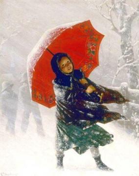 Girl in the Snow Artwork by Carl Kronberger