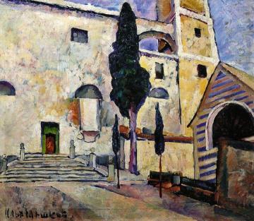 Cypress by a Cathedral Wall, Italy Artwork by Ilya Mashkov
