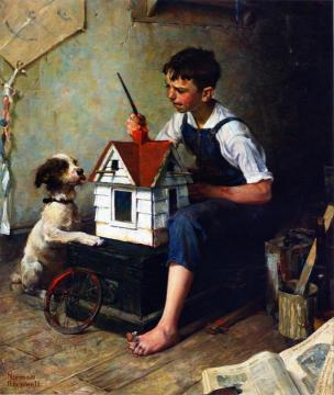 Painting The Little House Artwork by Norman Rockwell
