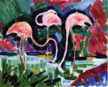 Three Pink Flamingos Artwork by Jean Metzinger