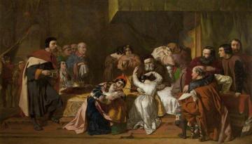 The Deathbed Of Robert, King Of Naples Artwork by Alfred Elmore