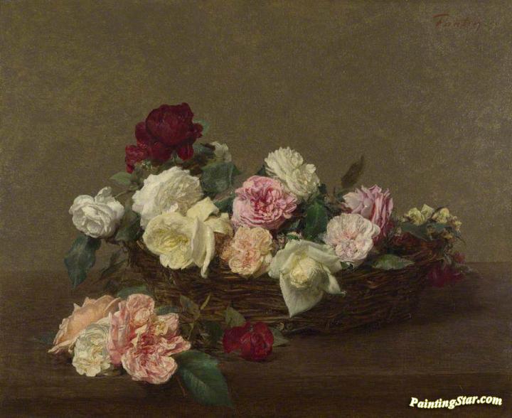A Basket of Roses Artwork by Henri Fantin-Latour