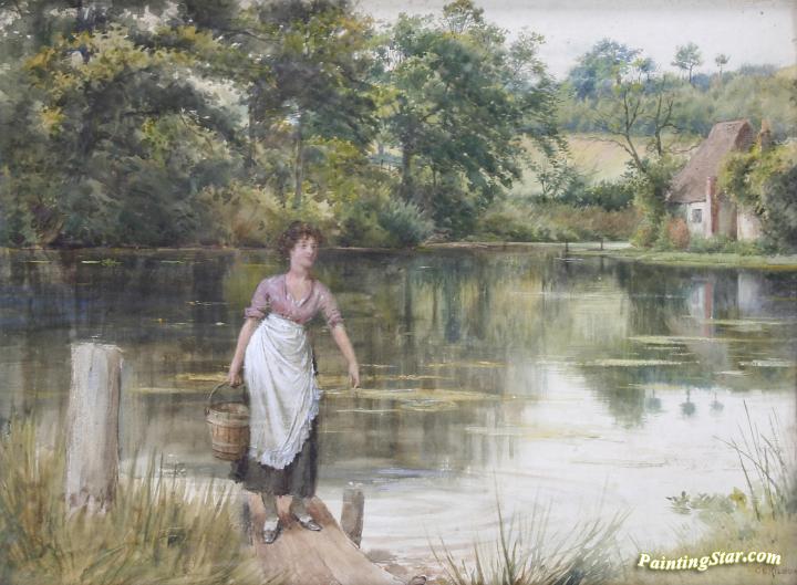 Fetching Water Artwork by George Goodwin Kilburne