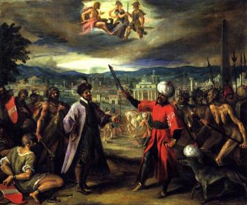Allegory on the Declaration of the War of Constantinople Artwork by Hans von Aachen