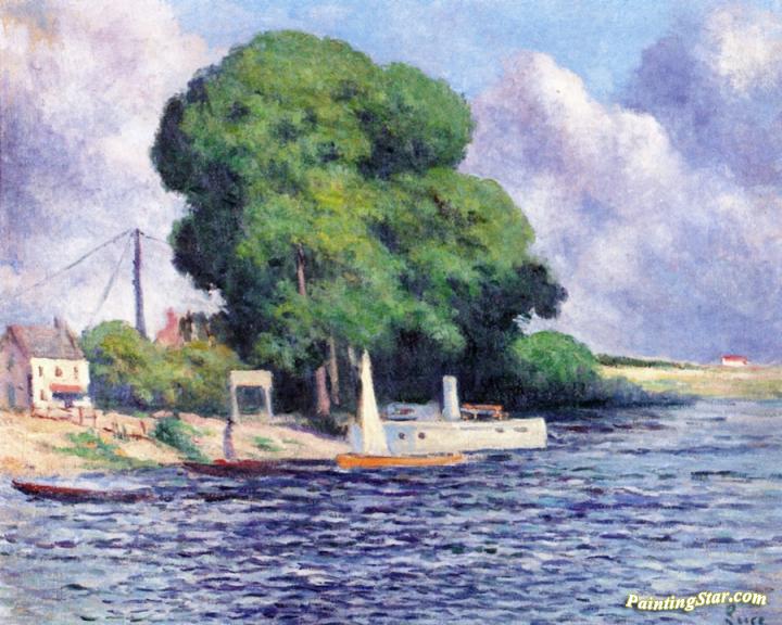 Guernes, the Seine Artwork by Maximilien Luce