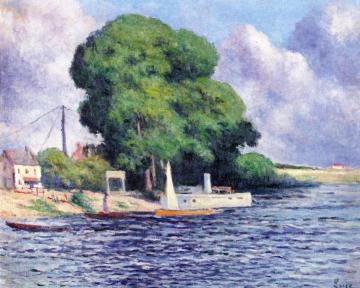 Guernes, the Seine Artwork by Maximilien Luce