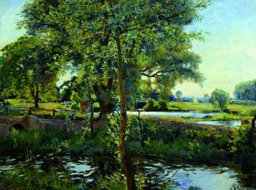 Wormingford Mill Pond Artwork by Wilfred Gabriel De Glehn