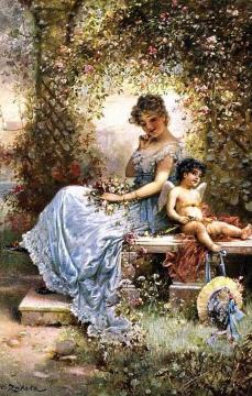 Love in the Arbor Artwork by Hans Zatzka
