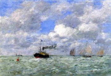 English Coal Ship In View Of Trouville Artwork by Eugène-Louis Boudin