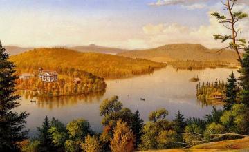 Blue Mountain Lake With Ordway House Artwork by Levi Wells Prentice