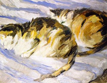 Two Grey Cats Artwork by Franz Marc