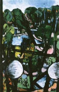 View of the Tiergarten with White Lamps Artwork by Max Beckmann