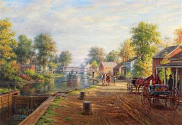 Scene along Delaware and Hudson Canal Artwork by Edward Lamson Henry