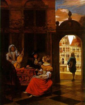 Musical Party in a Courtyard Artwork by Pieter de Hooch