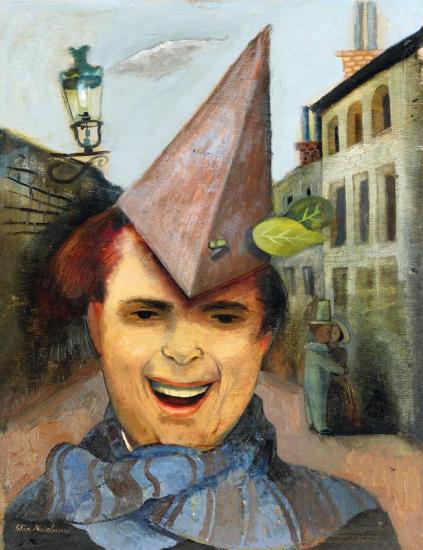 Self Portrait With Paper Hat And Blue Scarf Artwork by Felix Nussbaum